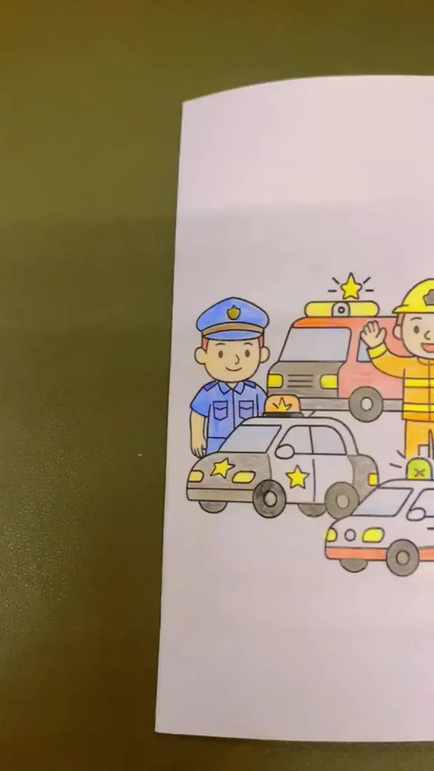 Colouring-in greeting card with a vehicle illustration