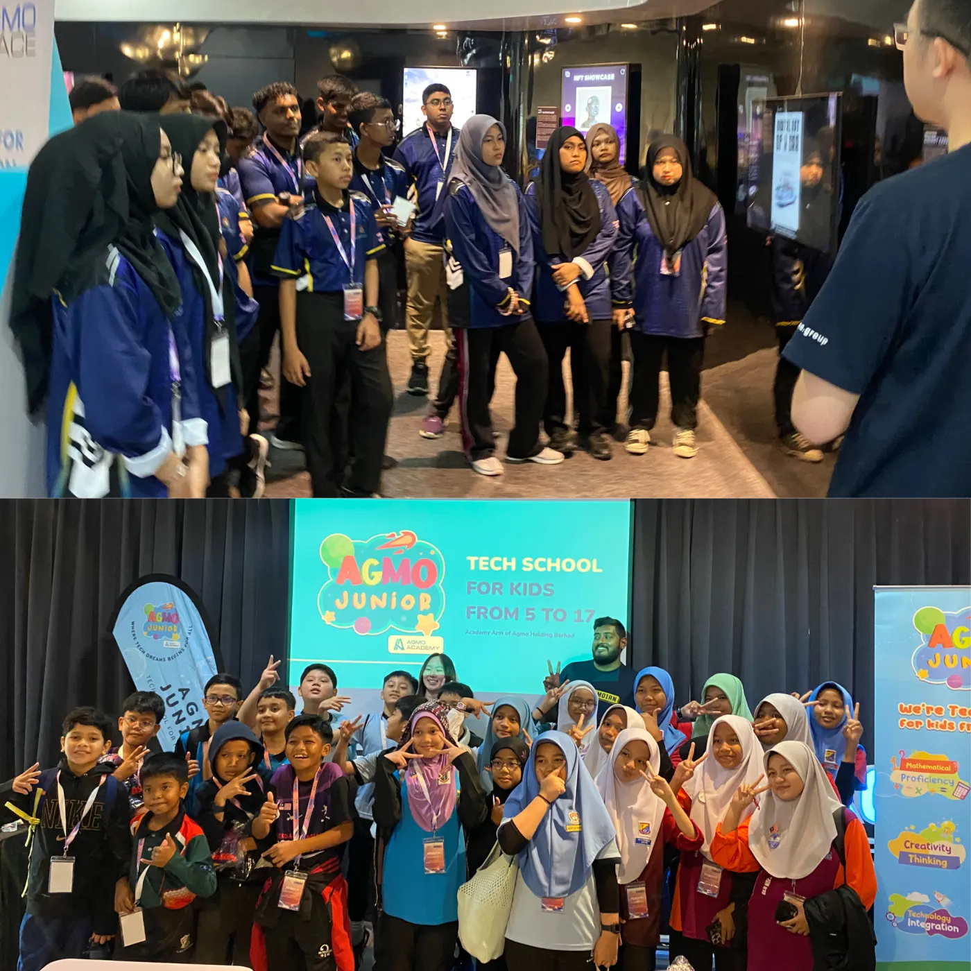 Collage of Agmo Junior workshop and school activities
